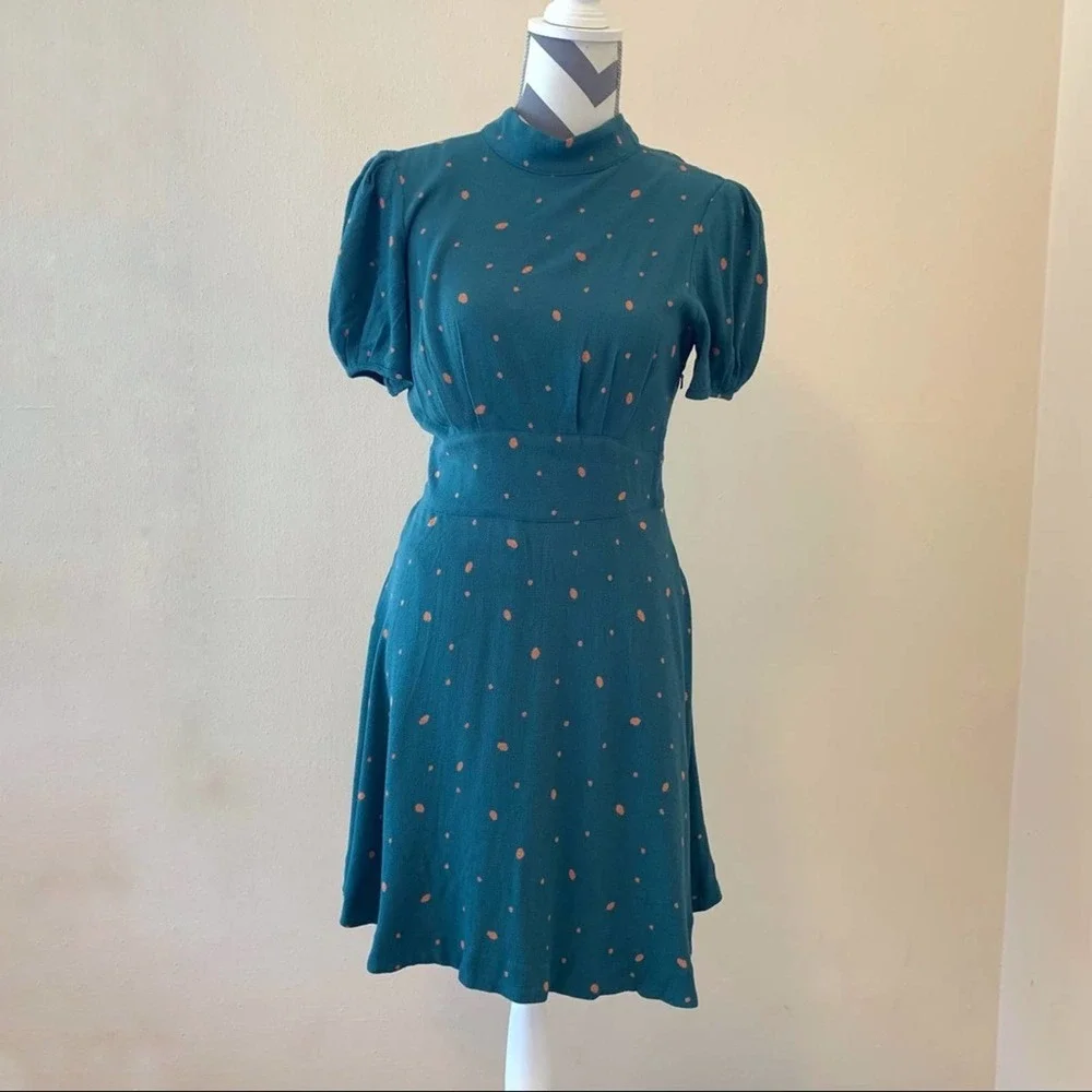 Free People Abbie Printed Mock Neck SS Mini Dress 4 - Picture 15 of 16